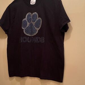 Port and Company Black Short Sleeve Tee with Blue Paw Print
